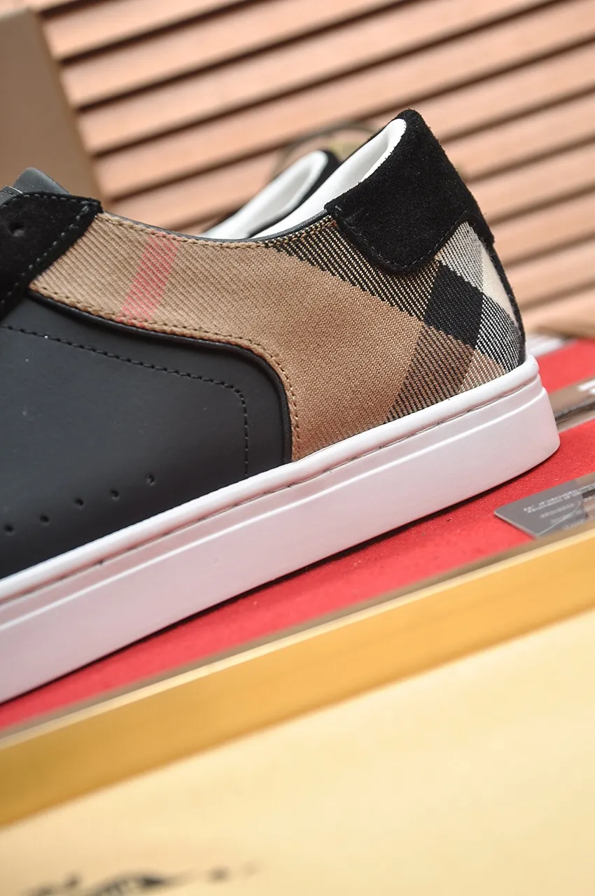 Men's shoes💰480💶[Burberry] (cowhide lining) classic low-top sneakers｜Imported cowhide with classic plaid fabric｜Cow leather lining｜Original outsole｜Fine workmanship and comfortable to wear Size: 38-44 (customized at 45)